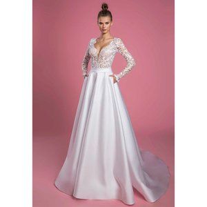 Pnina Tornai #2114 Lace and Satin Gown from Kleinfeld New York.